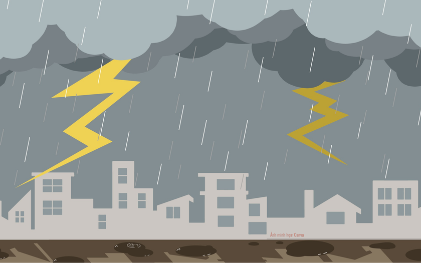 Cảnh báo mưa dông, lốc sét và mưa đá ở nhiều khu vực