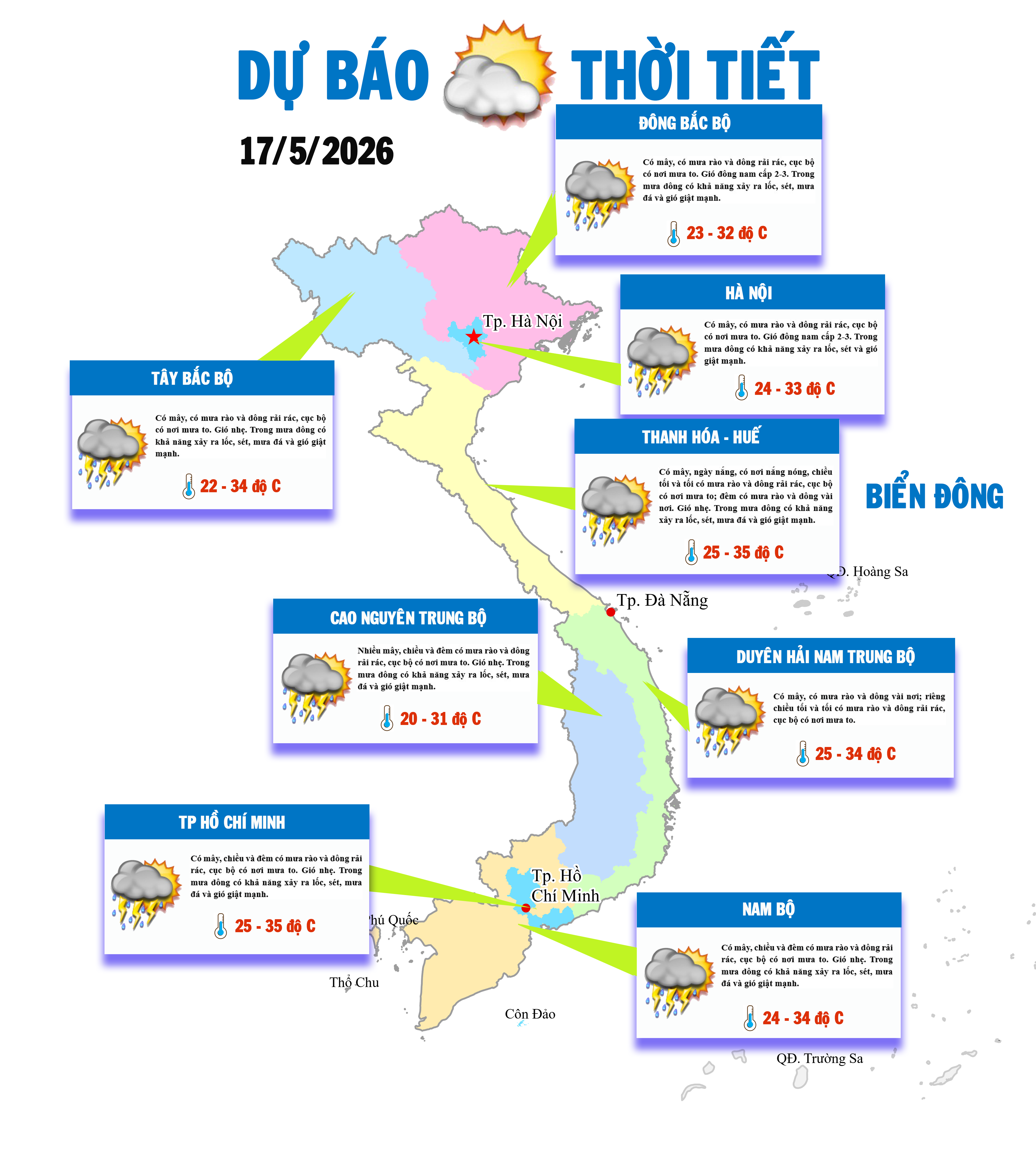 Mưa dông diện rộng trên cả 3 miền, nguy cơ dông lốc