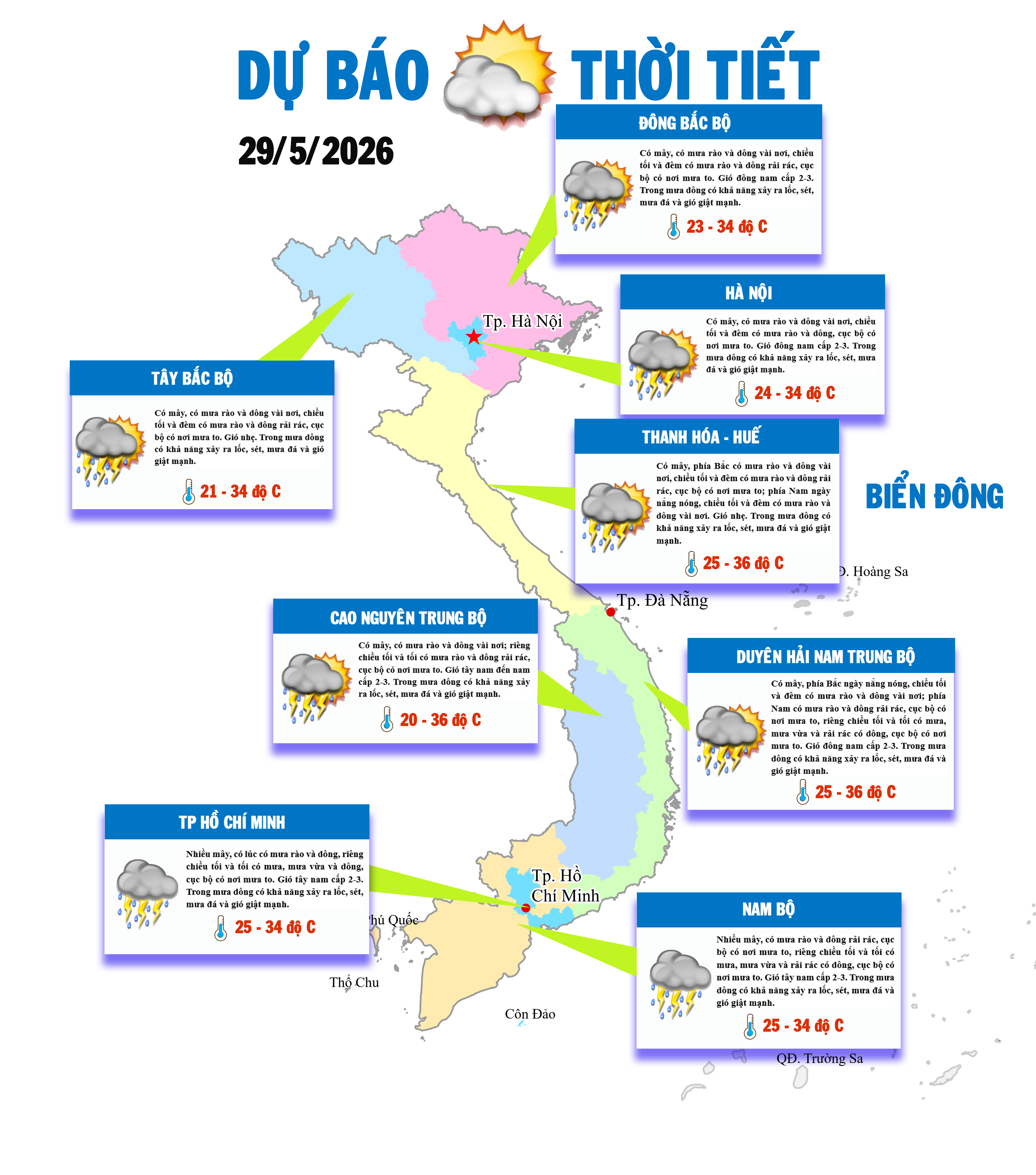 Mưa dông tại nhiều tỉnh thành trên cả nước, nền nhiệt giảm