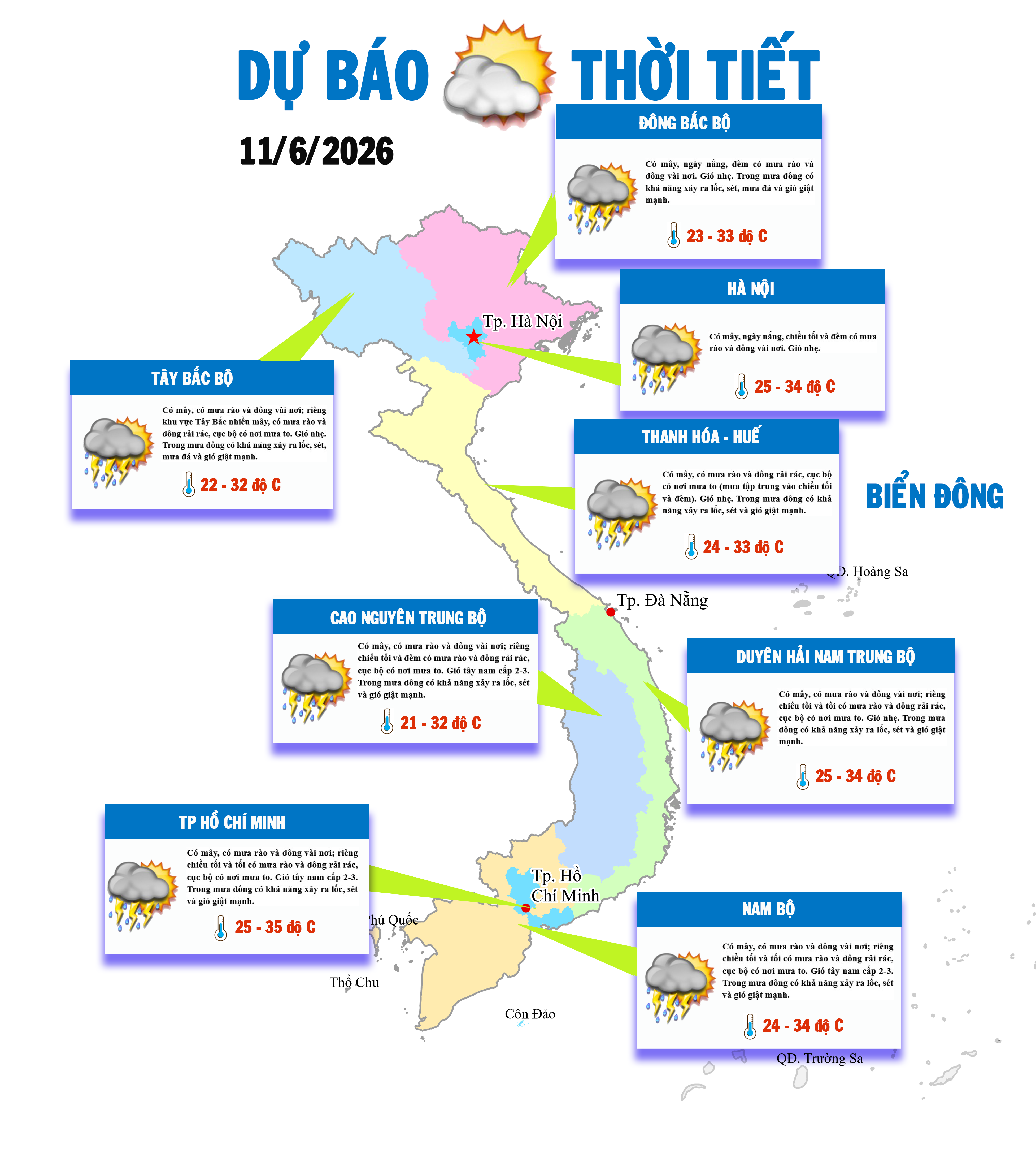 Nhiều nơi có mưa rào và dông, nguy cơ lũ quét ở vùng núi