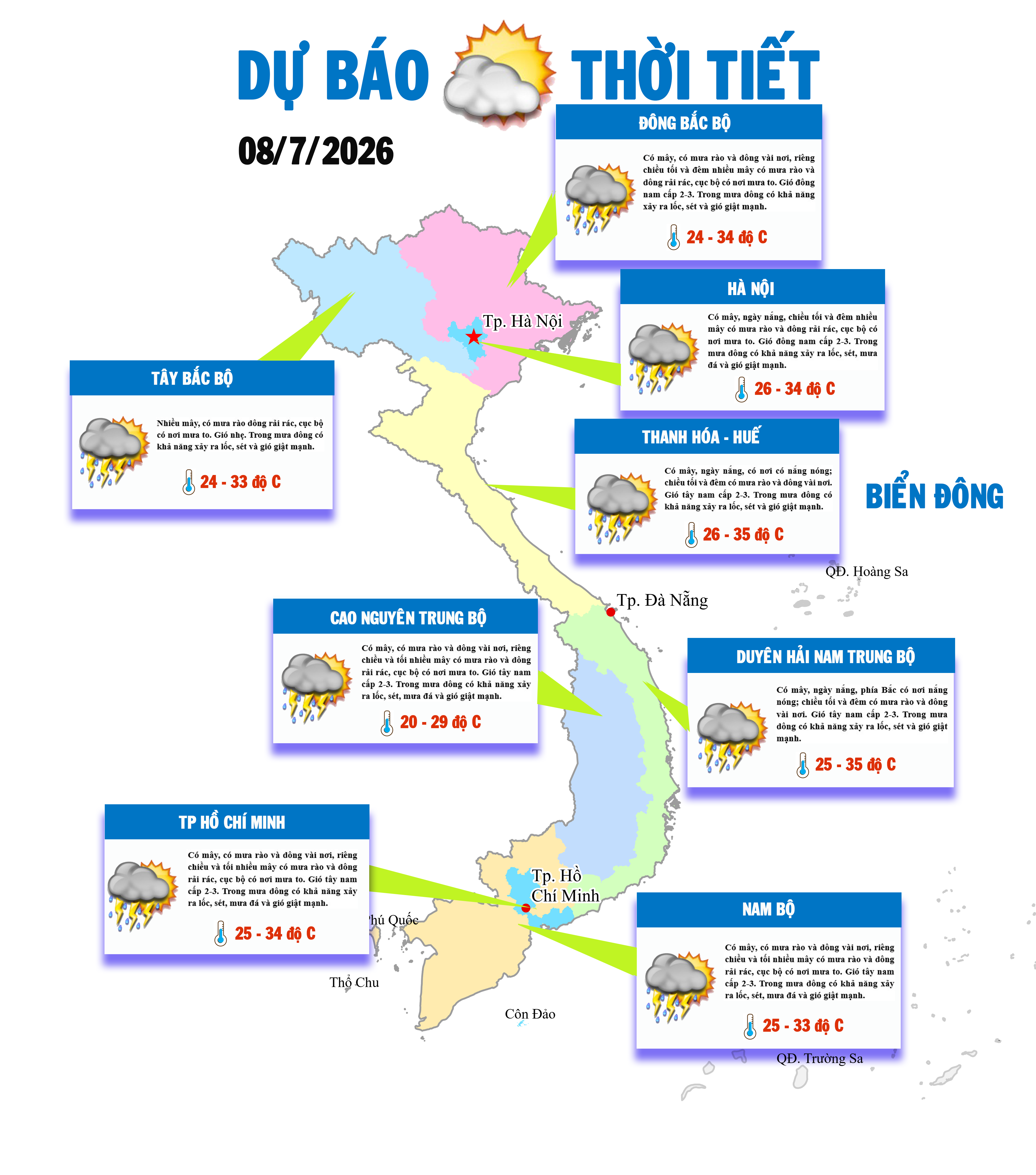 Cả nước ngày nắng, chiều tối mưa dông, cục bộ có nơi mưa rất to