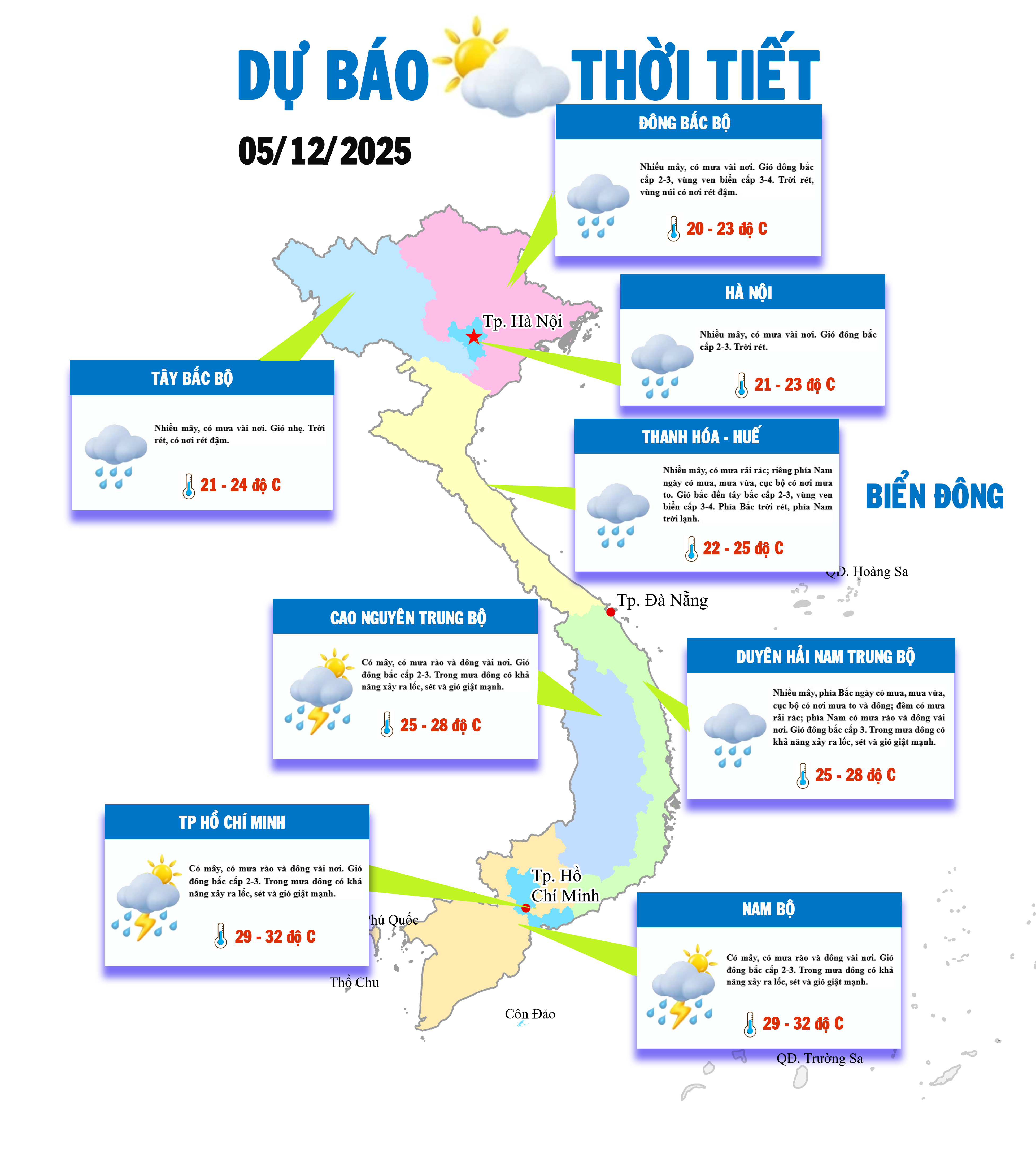 Bắc Bộ rét đậm, Trung Bộ tiếp tục mưa, Nam Bộ ngày nắng
