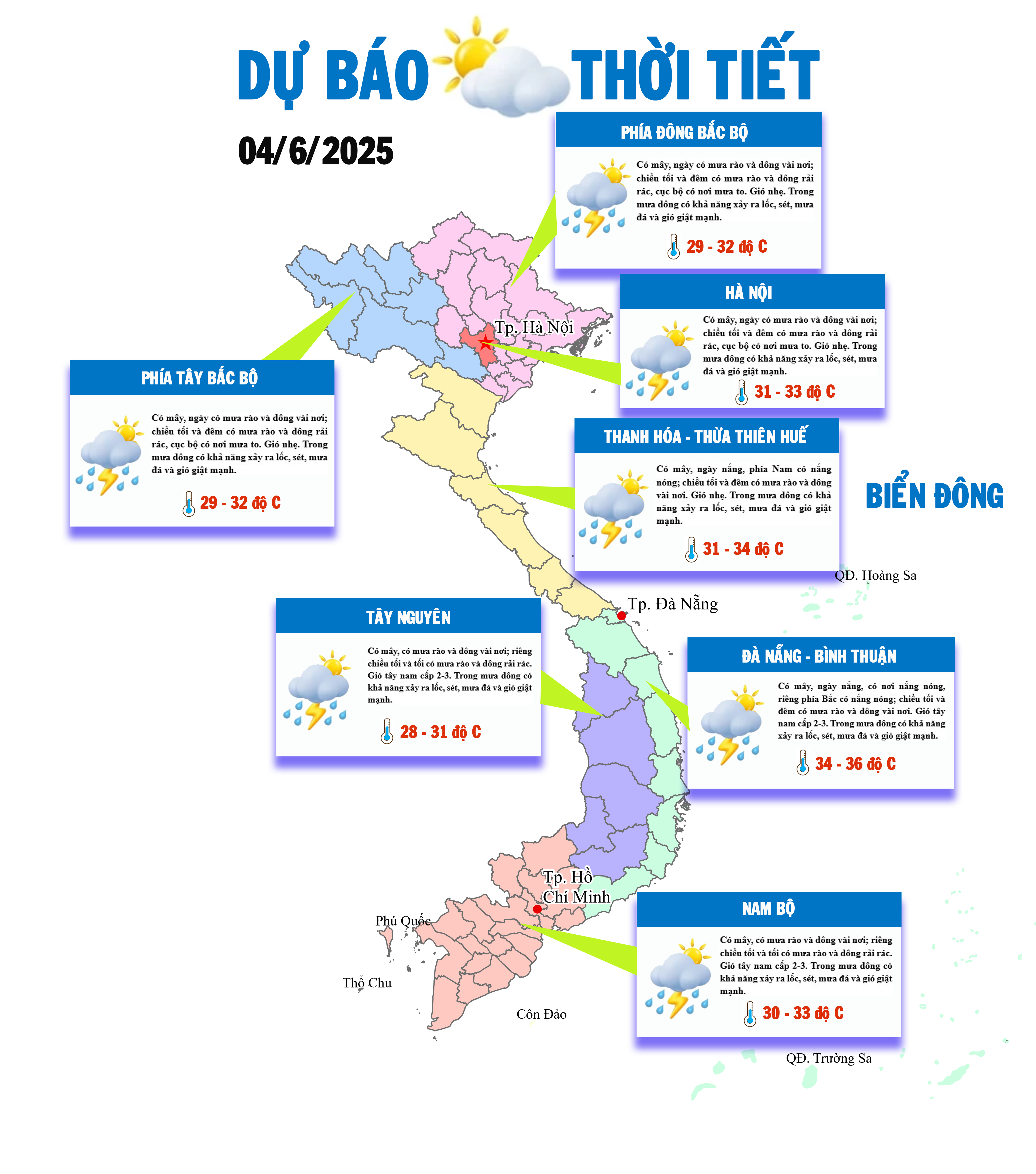 Mưa rào và dông trên cả nước, cục bộ có nơi mưa to