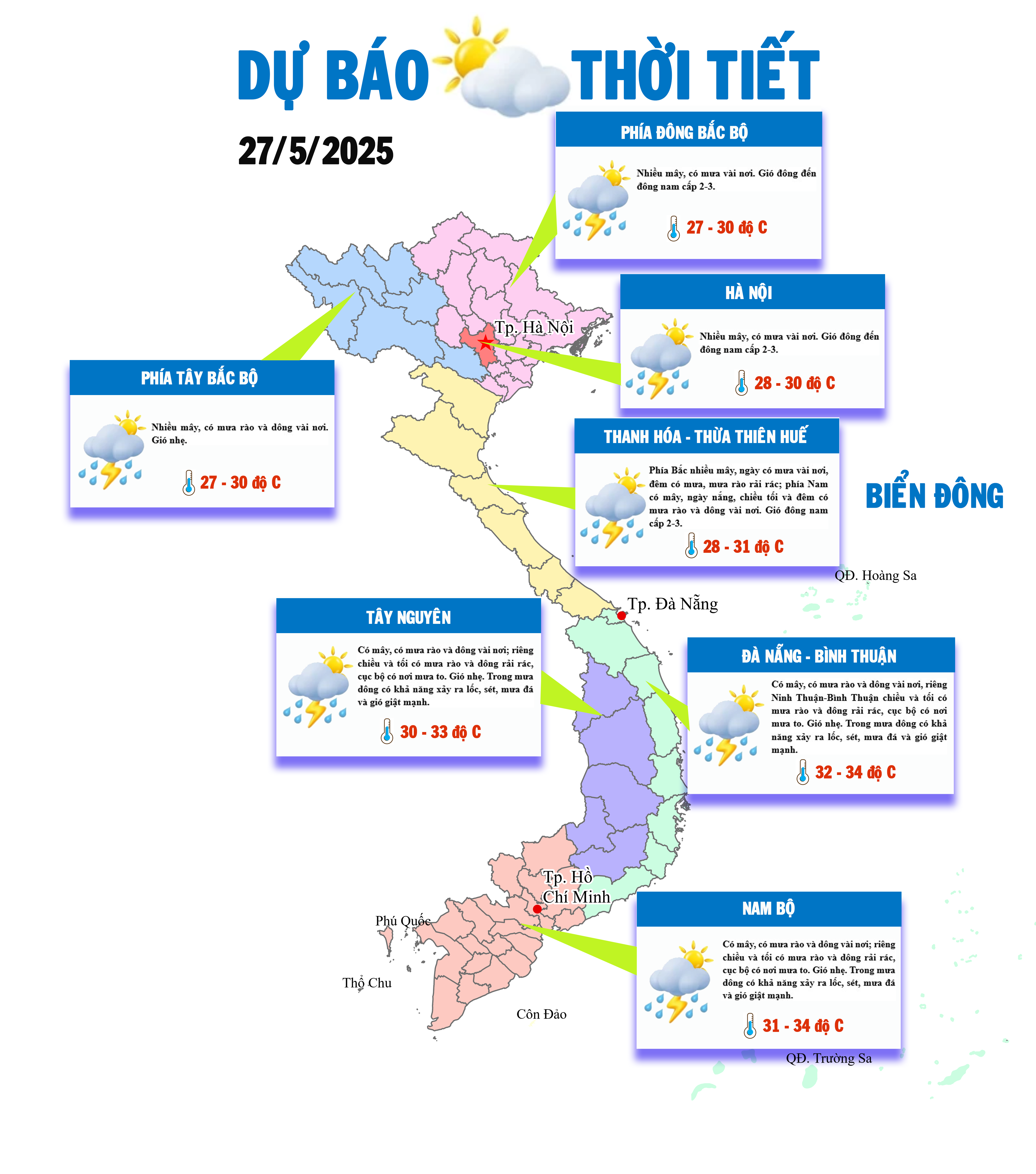 Mưa rào và giông tại nhiều khu vực trên cả nước 