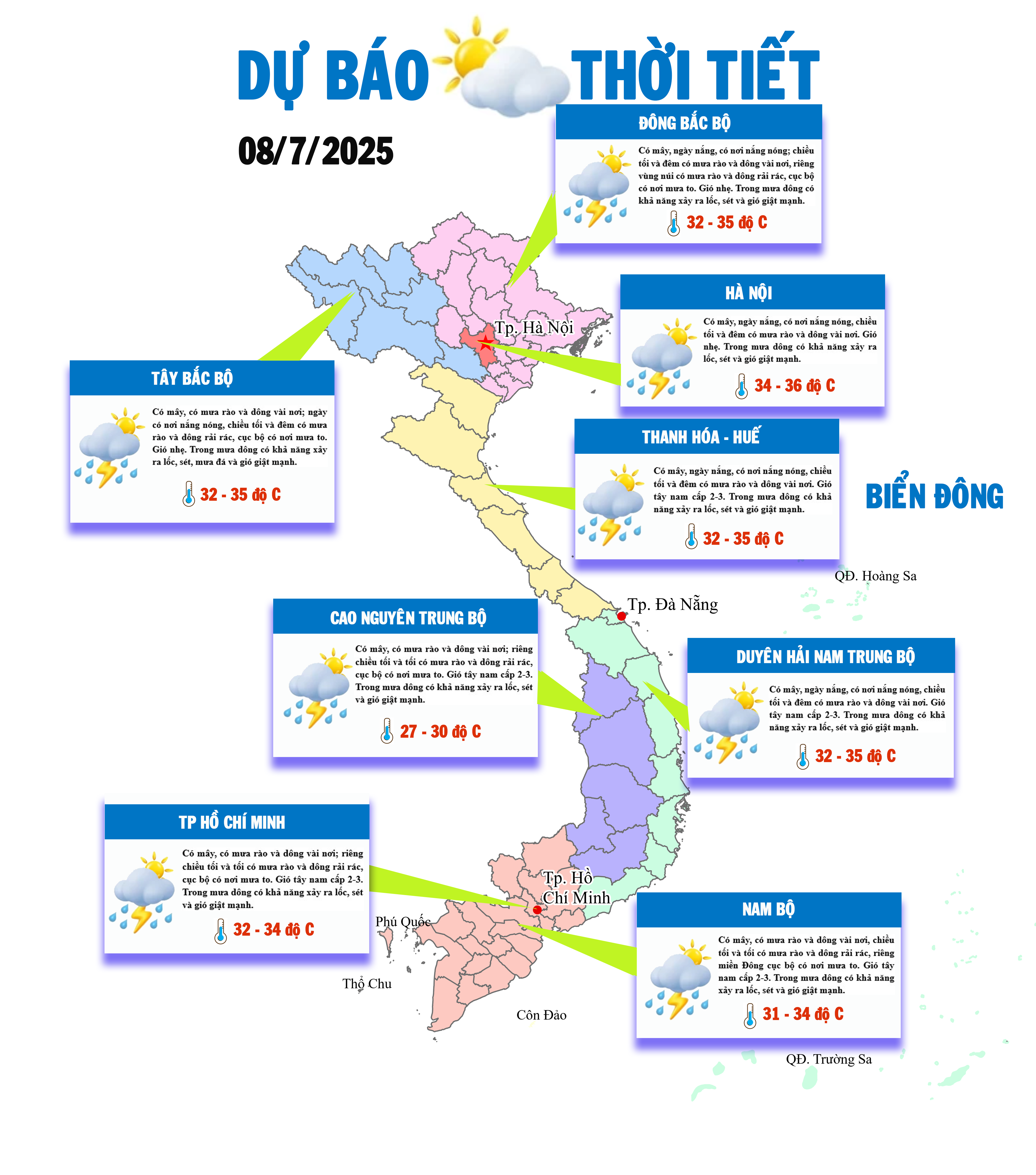 Bắc bộ ngày nắng, Nam bộ chiều tối mưa to cục bộ