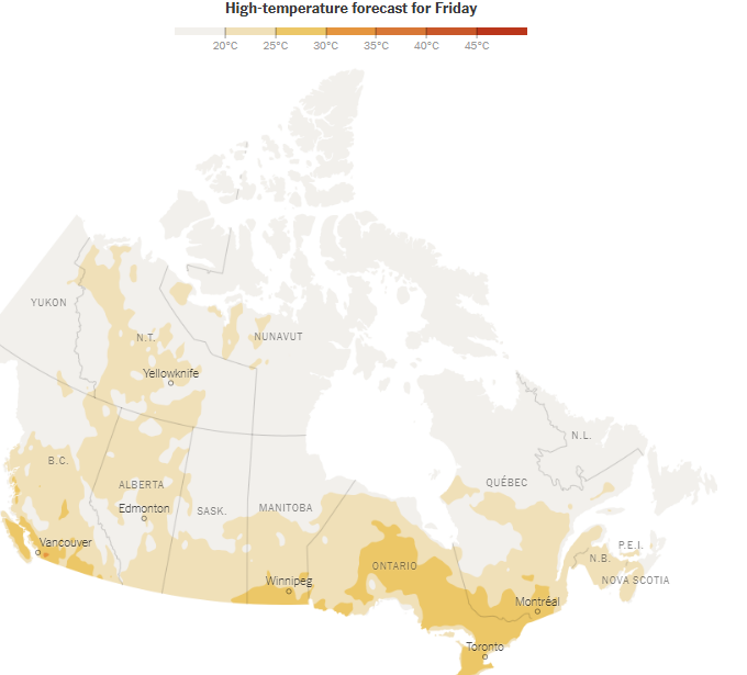 Theo dõi nhiệt độ trên khắp Canada