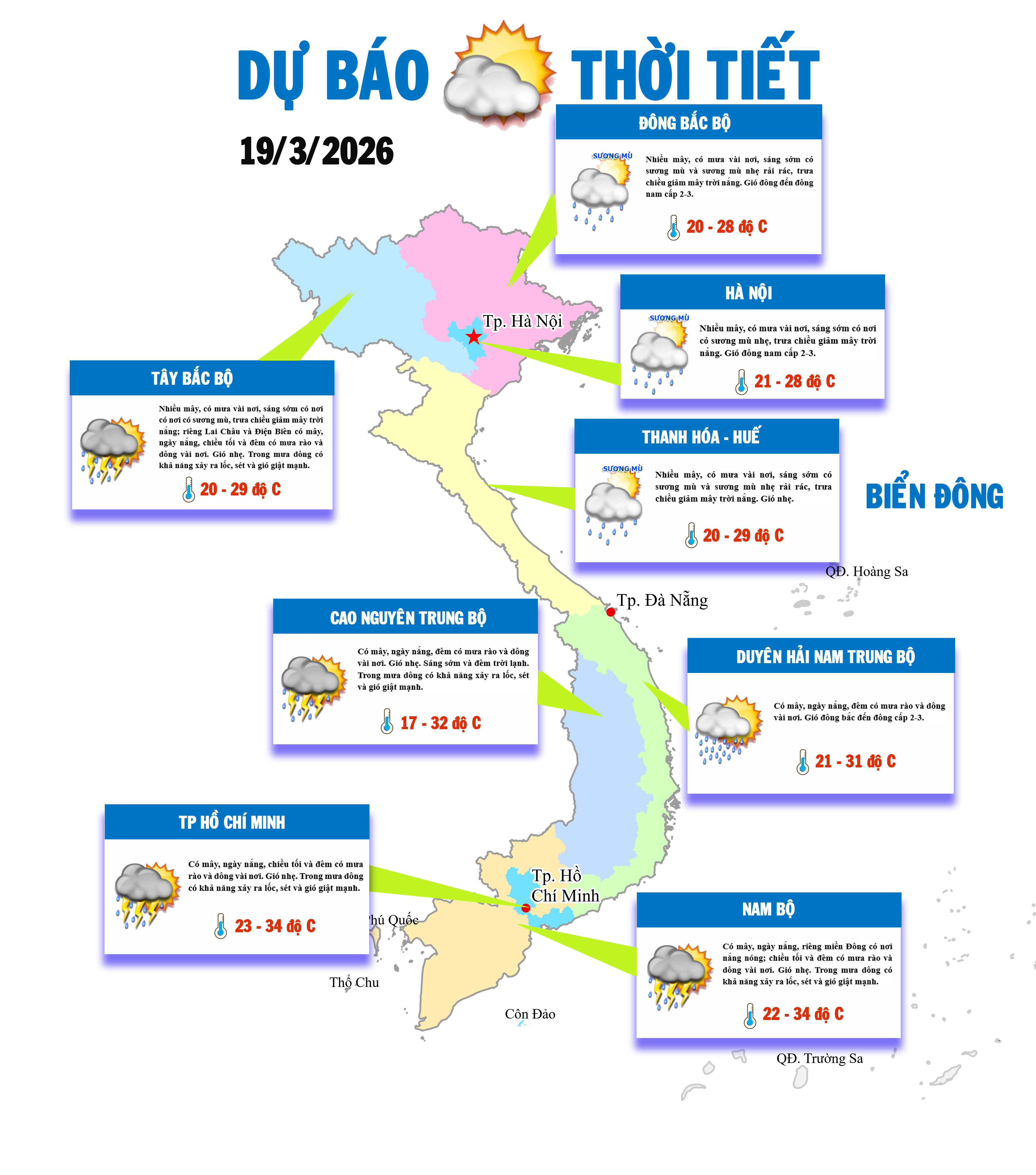 Bắc Bộ ngày nắng, sáng có sương mù, Nam Bộ nắng nóng diện rộng 