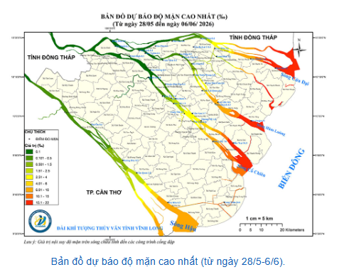 Cảnh báo xâm nhập mặn ảnh hưởng nguồn nước sinh hoạt và sản xuất
