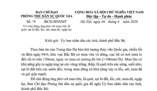Chủ động ứng phó với mưa lớn, lũ quét, sạt lở đất, lốc, sét, mưa đá, ngập lụt